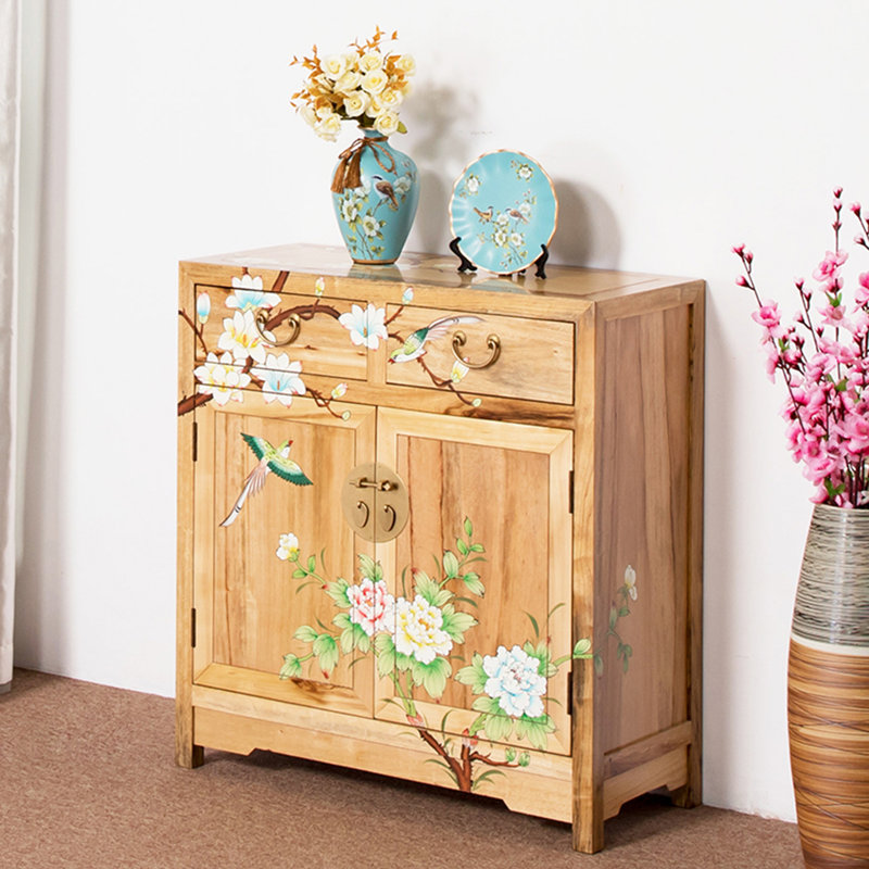 Chinese Entrance Partition Shoe Cabinet 8 Pair Solid Wood Shoe Storage Cabinet